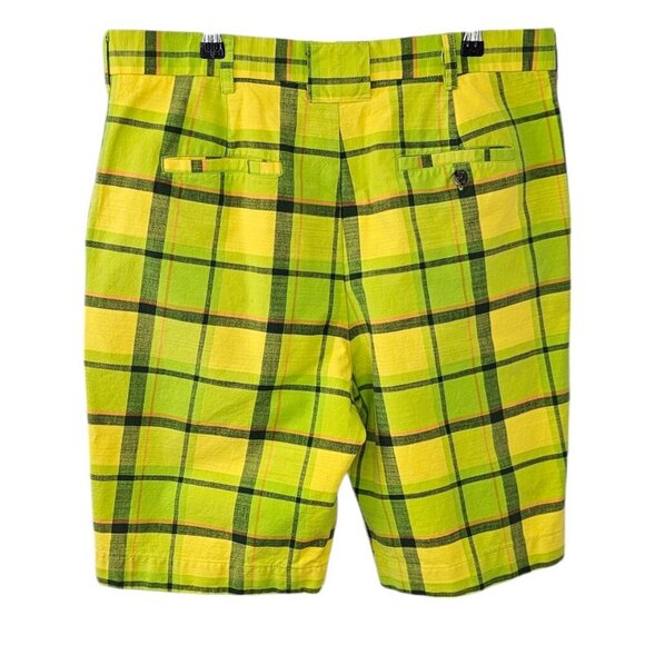 Loudmouth Mens Plaid Neon Print Shorts, Golf, Casual, Bright, Cotton, Size 34 - Picture 2 of 8